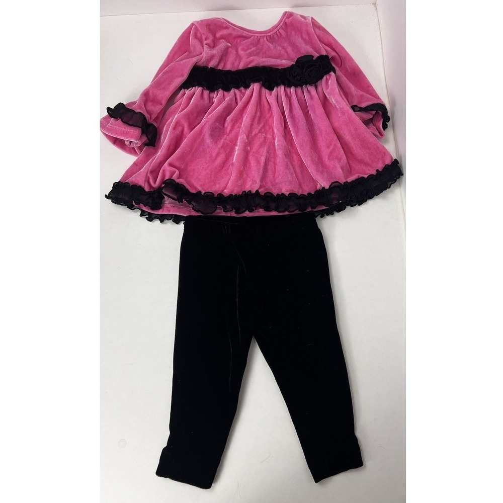 Flapdoodles VTG Valentines 2 Piece Outfit Hot Pink Top & leggings 12months
